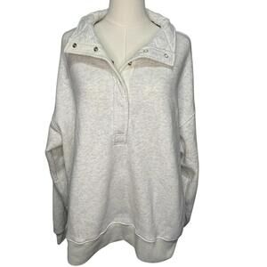 NWT Locachy Gray Oversized Pullover L Snap Collar 80% Cotton Cozy